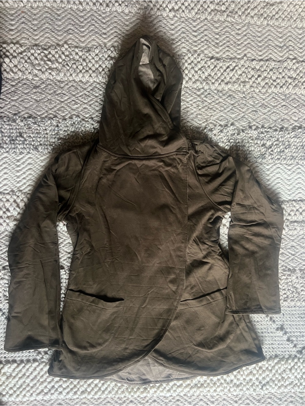 Olive Hooded Wrap Jacket by Una Pluma Kathmandu coat in XL - NWOT - Picture 2 of 7